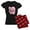 With Red Plaid Pant, variant on CafePress - Pink Best Friends Heart Right Women's Dark Pajamas - Women's Short Sleeve Print T-Shirt and Pants Dark Cotton Pajama Set