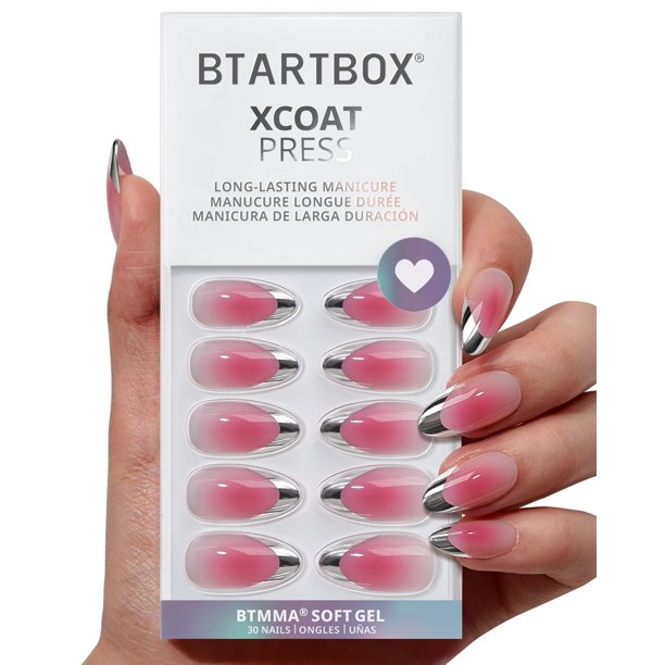 Set de 30 coloretes BtartBox French Tip Pink Almond de Press On Nails