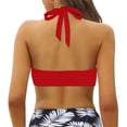 thumbnail image 3 of HNMKIU Women's Elegant Strappy V-Neck Solid Full Coverage Tankini Top For Beach and Pool Bathing Suits for Women Z01_Red,L, 3 of 6