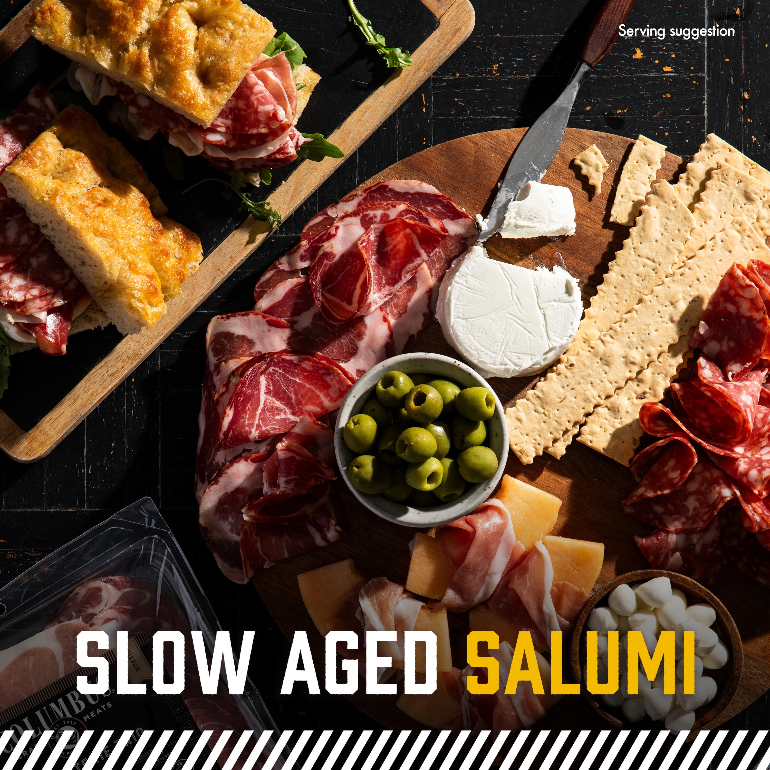 Columbus, Rustic Charcuterie Trio, Sliced Meats, Refrigerated 6 oz Plastic Tray