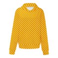 thumbnail image 4 of Women's Polka Dot Print Drawstring Hooded Sweatshirt with Pocket, Soft Breathable Long Sleeve Casual Pullover for Spring Autumn Streetwear, Beach Vacations and Daily Fashion Yellow XXL, 4 of 6