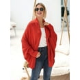 thumbnail image 4 of Women'S - Batwing Cable Knitted Slouchy Oversized Wrap Cardigan Sweater Rust  Size, 4 of 8