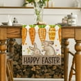 thumbnail image 2 of shiyou-Carrot Bunny Rabbit Happy Easter Table Runner,Seasonal Spring Flowers Kitchen Dining Table Runner for Home Party Decor 13x72 Inch, 2 of 4