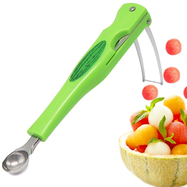 Cortador de sandía, juego de pala para sacar bolas de melón 3 en 1, cuchillo para sacar bolas de fruta, separador de pulpa, cuchillo para sandía para helado