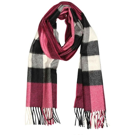 Burberry The Large Classic Cashmere Scarf in Check - Fuchsia