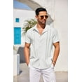 thumbnail image 5 of COOFANDY Men's Cuban Guayabera Short Sleeve Button Down Shirt - Casual Summer Beach Linen Shirts, 5 of 7
