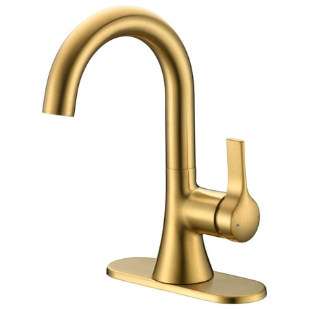 Ultra Faucets Nita Collection Single Handle Lavatory Faucet Brushed Gold UF38008 Gold Finish