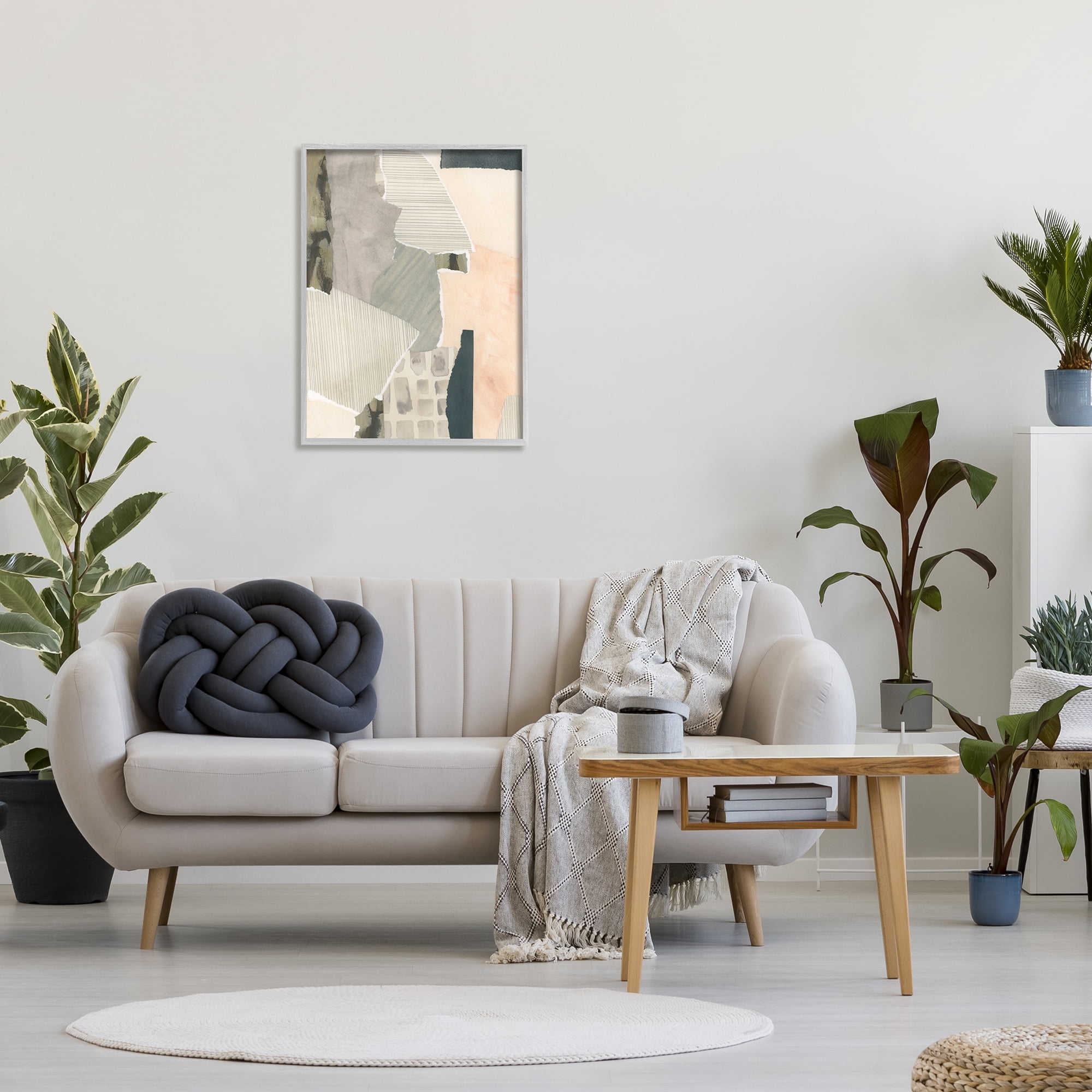 Stupell Industries Soft Patterned Collage Abstract Painting Gray Framed Art Print Wall Art, 24 x 30