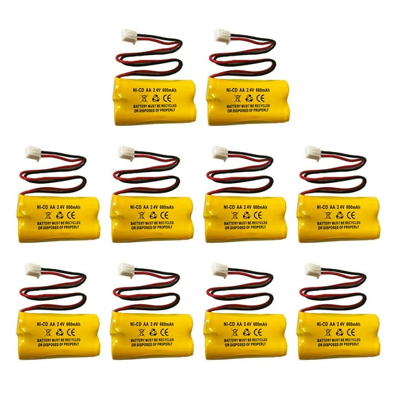 Panneau de Sortie NiCd 2.4V 600MAH Lumière d'Urgence Batterie de Remplacement (10 Pack) Jaune