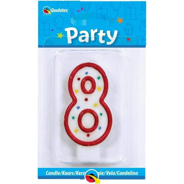 Qualatex Bougie d'Anniversaire à Pois pour 8e Anniversaire