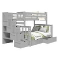thumbnail image 2 of Bedz King Pine Wood Twin over Full Stairway Bunk Bed with 2 Drawers in Gray, 2 of 9