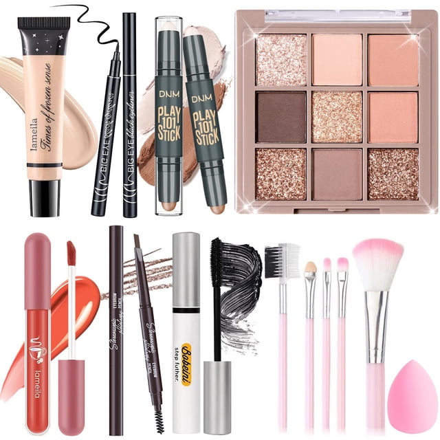 Set de maquillaje YBUETE para mujeres, niñas y adolescentes con sombra de ojos de 9 colores