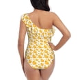 thumbnail image 5 of Gukieu yellow rubber ducks Print One-shoulder Ruffled One-piece Swimsuit with Removable Chest Pads and Tummy-control Swimsuit for Women-Small, 5 of 6