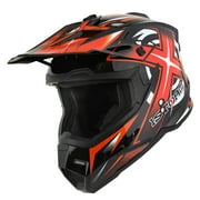 1Storm Adult Motocross Helmet BMX MX ATV Dirt Bike Helmet Racing Style HF801 + Goggle + Gloves Bundle; Sonic Orange