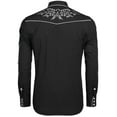 thumbnail image 3 of COOFANDY Mens Western Cowboy Shirt Embroidered Denim Long Sleeve Casual Button Down Shirt Black,, 3 of 7