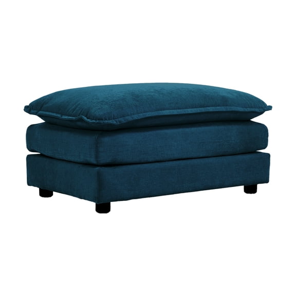 Chenille Fabric Ottomans Footrest (Blue)