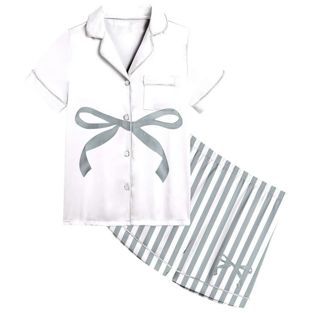 Ensemble de Pyjama à Rayures pour Filles, Tout-Petits et Enfants – Pyjama Court à Manches Courtes pour le Printemps et l'Été