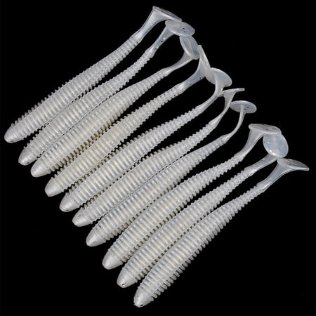 28-Pack Swim Bait 4in Swimbait Trout Crappie Walleye or Bass Paddle Tail Lure Freshwater or Saltwater Fishing Lures White 4 inch 28 pack