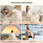 MARNUR Electric Throw Blanket 50 x 60, Soft Faux Fur Heated Throw Blanket with Large LED Display, 6 Heating Levels, 4 Hours Timer- Tie-Dye off White