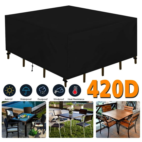 SHELTUSE Square Patio Furniture Covers, Waterproof Outdoor Square Furniture Covers, Tear-Resistant, Windproof Outdoor Cover for Garden, 76 L x 76 W x 28 H Inche Black