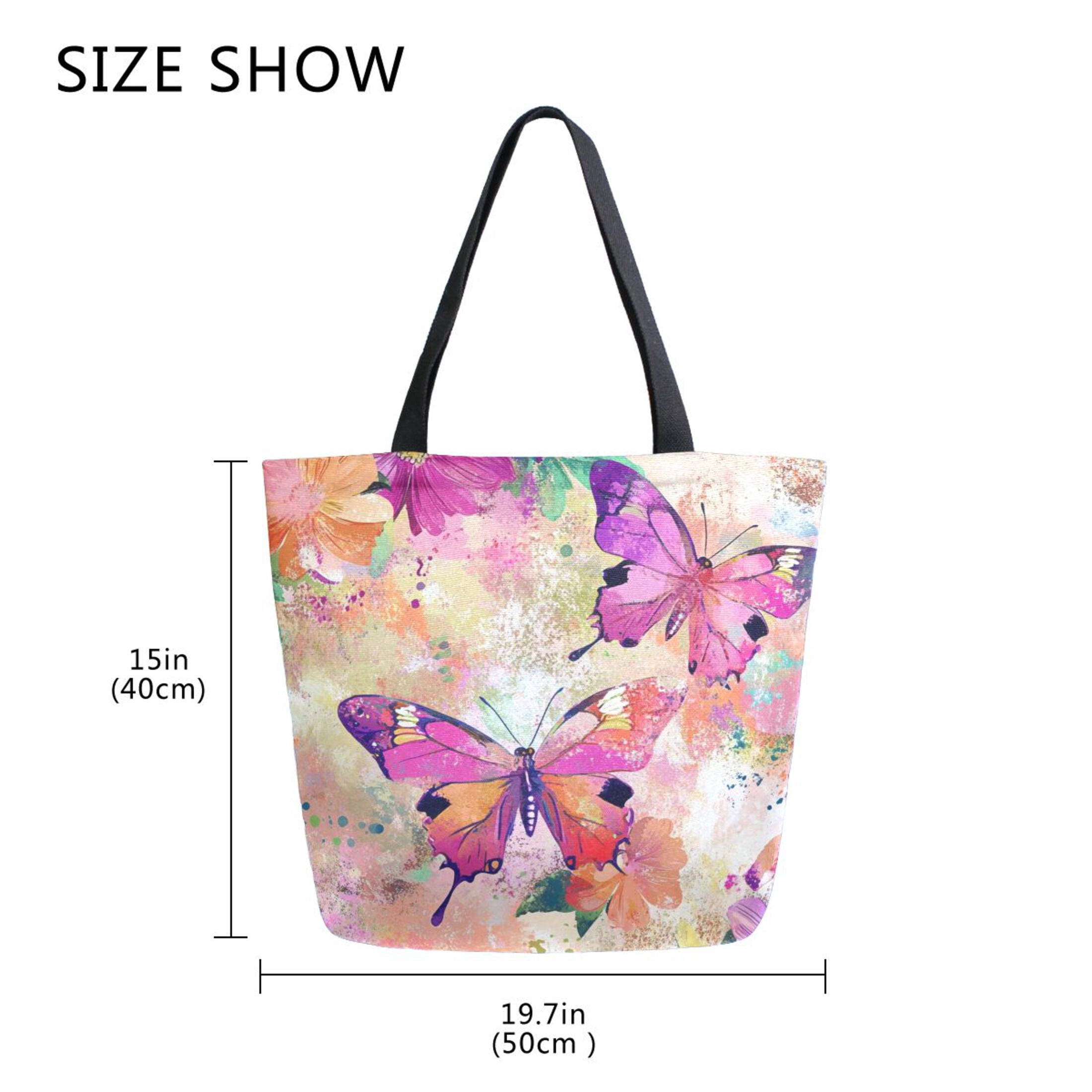 DIXRUYEE Tote Bag Women Weekender Travel Bag Shoulder Handbag Butterfly Ballet in A Floral Dream Printed