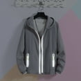 thumbnail image 4 of USNSM Men's Fashionable Outdoor Pocket Reflective Zipper Hooded Long Sleeved Solid Color Sunscreen Outwear Jackets Gray XXXL, 4 of 7