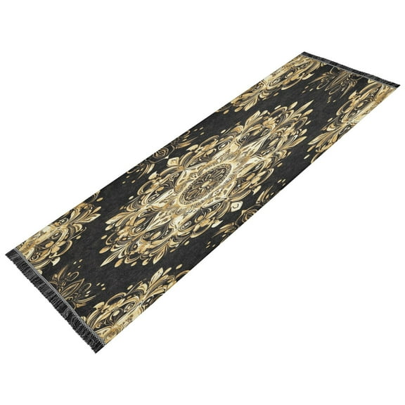 Runner Rug Classical Gold Blossom Pattern Style Pattern 72x23.5 indoor Washable Runner Rug
