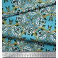 thumbnail image 2 of Soimoi Cotton Cambric Fabric Tiles Moroccan Printed Fabric 1 Yard 56 Inch Wide, 2 of 3