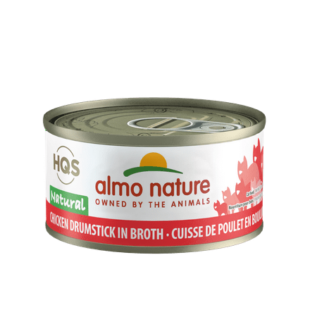(24 Pack) Almo Nature HQS Natural Chicken Drumstick in broth Grain Free Wet Cat Food, 2.47 oz. Cans