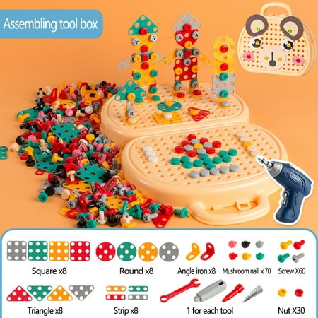 

Mittory Children s Manual Disassembly Toolbox Nut DIY Three-dimensional Platter Screw Screw Assembled Building Block Toys Early Education