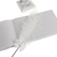 thumbnail image 7 of Wedding Heart White Reception Guest Book Feather Bowknot Pen and Stand Set, 7 of 7