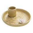 thumbnail image 1 of Porta incienso DENGXMXG de cerámica amarillo con soporte de madera, 1 of 5