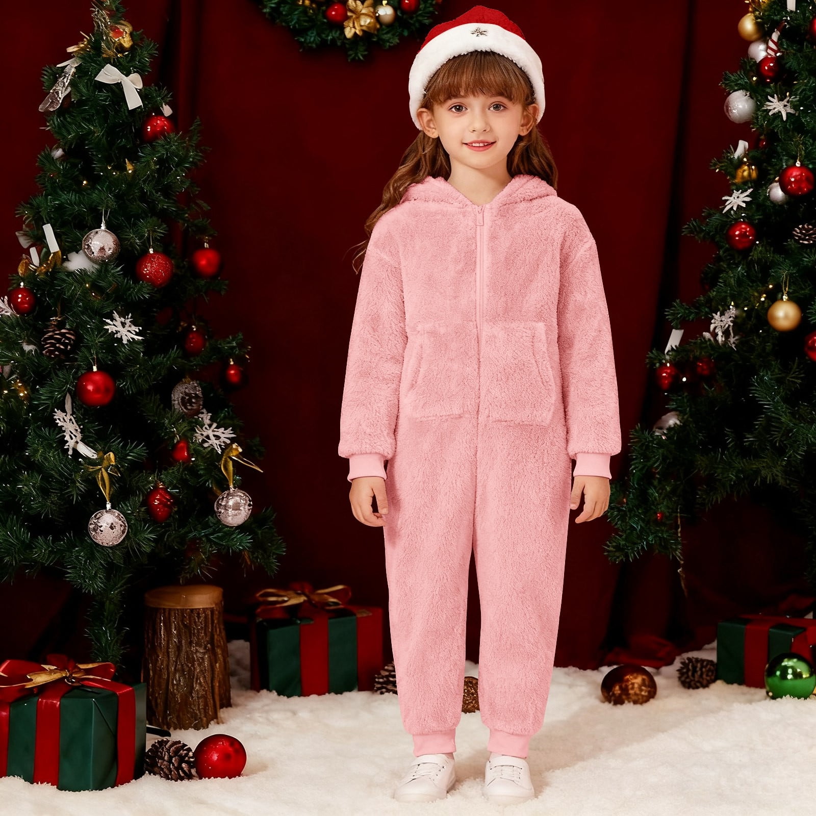 Adeawade Toddler Boys Summer Onesie 15-16 Years Long Sleeve Round Neck Boys Warm Hooded Onesie Jumpsuit Winter Warm Lined Pajama Outfit For Toddler Kids Classic Playsuit Pink