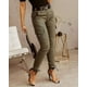 thumbnail image 1 of Pantalones ajustados con bolsillos y botones de cintura baja para mujeres europeas y americanas, 1 of 4