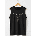 thumbnail image 2 of CJQCJQ Western Desert Bull Skull Graphic tank tops men, Vintage Country Style Casual Summer Muscle Tee-Black,3XL, 2 of 3