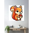 thumbnail image 2 of Autumn Acorn Harvest - Adorable Squirrel Collecting Acorns Poster Wall Art, Modern Wall Decor For Living Room Bedroom, 24x24 UNFRAMED, 2 of 3