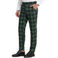thumbnail image 4 of Unique Bargains Men's Plaid Slacks Regular Fit Flat Front Work Prom Checked Pants 30 Navy Green, 4 of 6