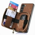 thumbnail image 2 of ELEHOLD Samsung Galaxy S23 Crossbody Wallet Case, Zipper PU Leather Phone Case with Card Holder Wrist Strap Purse Cover for Samsung Galaxy S23,Brown, 2 of 7