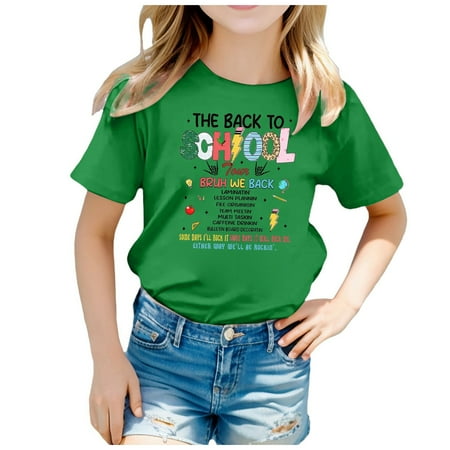 

Children Back To School Season Graphic Print Round Neck Short Sleeve Tee Summer Casual T Shirt Tops Toddler Girl Clothes Size 4t Shirts Girls Rare Too Toddler Girl Toddler Top Long Sleeve Shirts Big