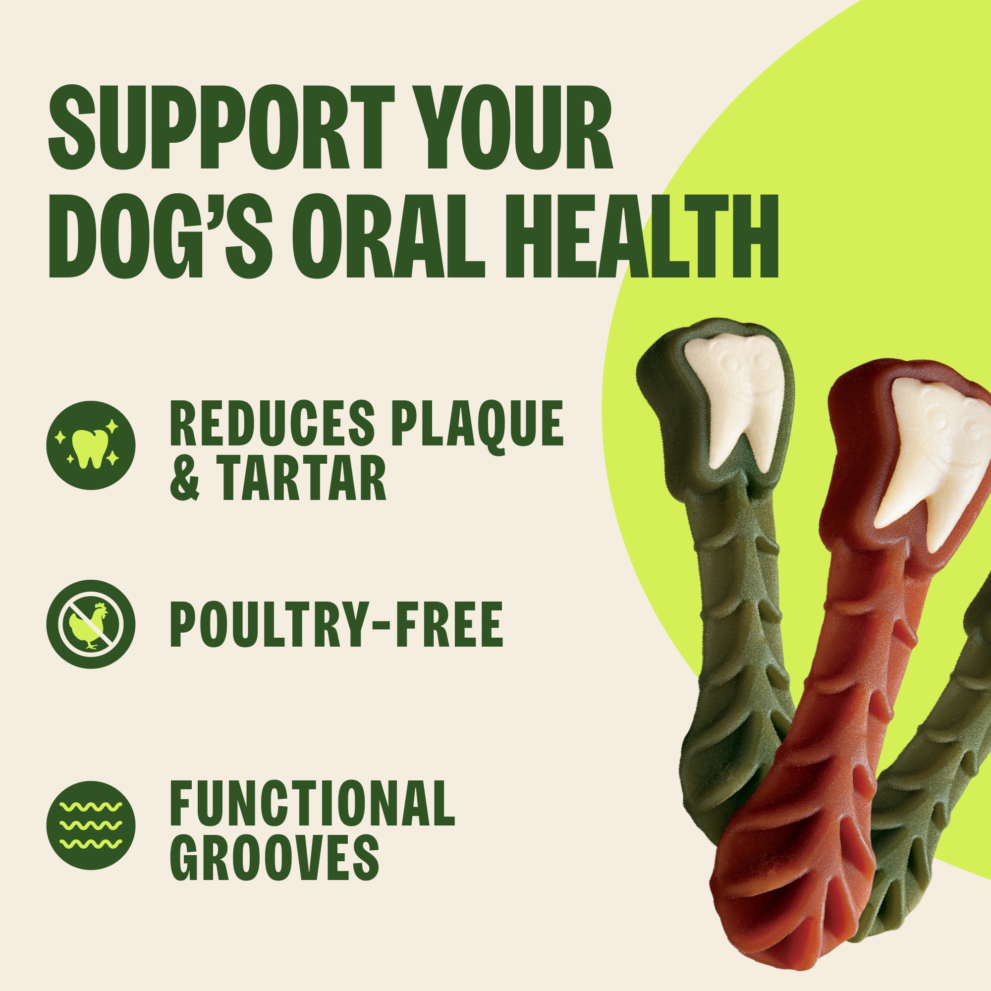 Wellness WHIMZEES Daily Brushzees Natural Dog Dental Treat, VOHC Accepted Chews, Freshens Breath, Extra-Small Size, 7.4 oz Bag, 28 Count