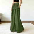 thumbnail image 3 of cocolona Womens Summer Casual High Waist Palazzo Pants Elastic Waist Straight Wide Leg Dress Pants with Pockets, 3 of 5