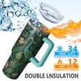 thumbnail image 2 of 1pc Peacock Blue 40oz Tumbler with Straw & Handle - Insulated Stainless Steel Cup | Holiday Gift for Man Women (Christmas, Valentine's, Birthday), 2 of 5