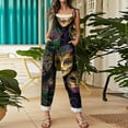thumbnail image 4 of Fgvctg Mardi Gras Womens Jumpsuits Wide Leg Pant Comfy Overalls Mask Print Sleeveless Carnival Party Spaghetti Straps Jumpsuit Romper Bib Overalls Plus Size Sprimg Pant With Pockets Navy M, 4 of 4