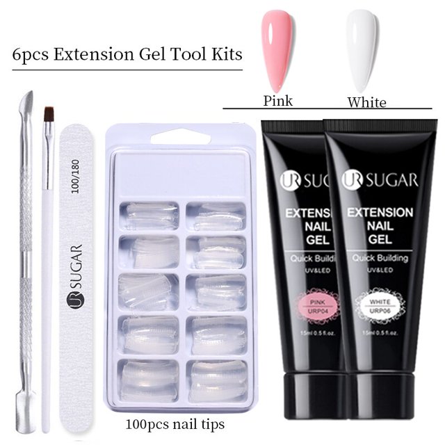 UR SUGAR-Kit de extensiones de uñas de 15ml, Gel duro de construcción rápida, acrílico, cristal blanco, esmalte de uñas Nude, juego de Gel UV para construcción
