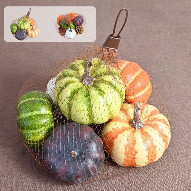 Calabaza de Simulación para Decoración de Halloween, Set de Verduras Falsas de Espuma | Modelo de Plástico Multicolor | 1 Unidad | 18 × 16 × 5 Cm | 92 G | Adornos Festivos