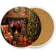 thumbnail image 2 of Christmas Fireplace Coasters Absorbent Moisture Non-Slip Drink Coaster Ceramic Stone with Cork Base Desktop Protection Prevent Furniture Damage 2PCS Home Decor, 2 of 6