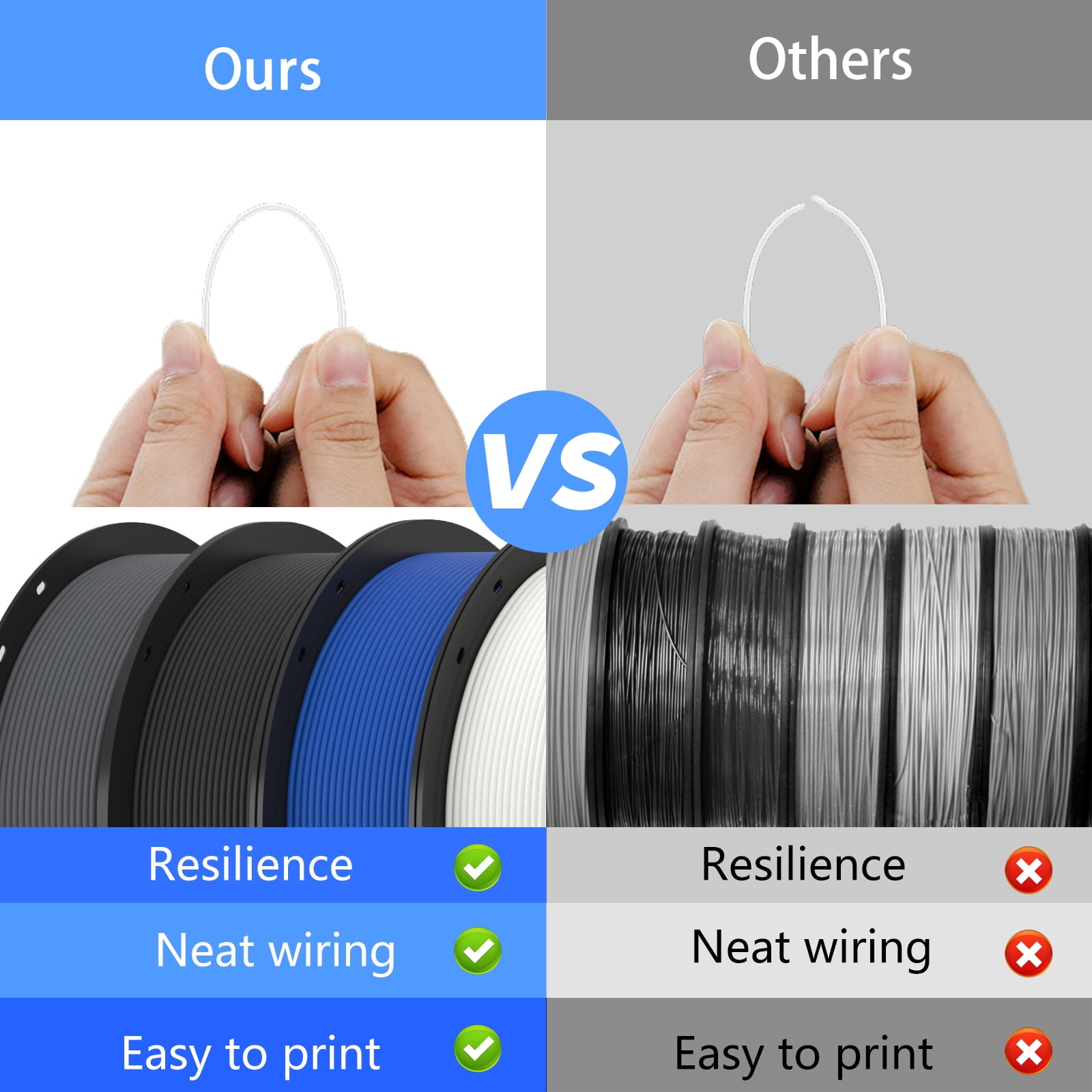 Cailab PETG 3D Printer Filament Combo Pack, 2 Rolls (2 × 1KG), 1.75mm, FDM Compatible,Translucent Blue+Translucent Brown
