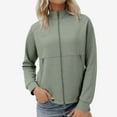 thumbnail image 2 of Swuxness Women's Casual Jacket, Women Long Sleeve Coat, Women's Zip Up Hoodless Comfortable Lightweight Soft Outerwear Jacket for Ladies Green, M, 2 of 5