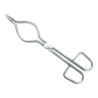 Crucible Tongs, with Bow - 4 Capacity - Stainless Steel - Flat Ends -  8.25 in Length - Eisco Labs