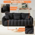 thumbnail image 4 of 3 Seater + 3 Seater Combo Sofa Modern Living Room Sofa, Teddy Sofa, Wooden Frame, 6 Cushions, Apartment Sofa Furniture (Black), 4 of 11